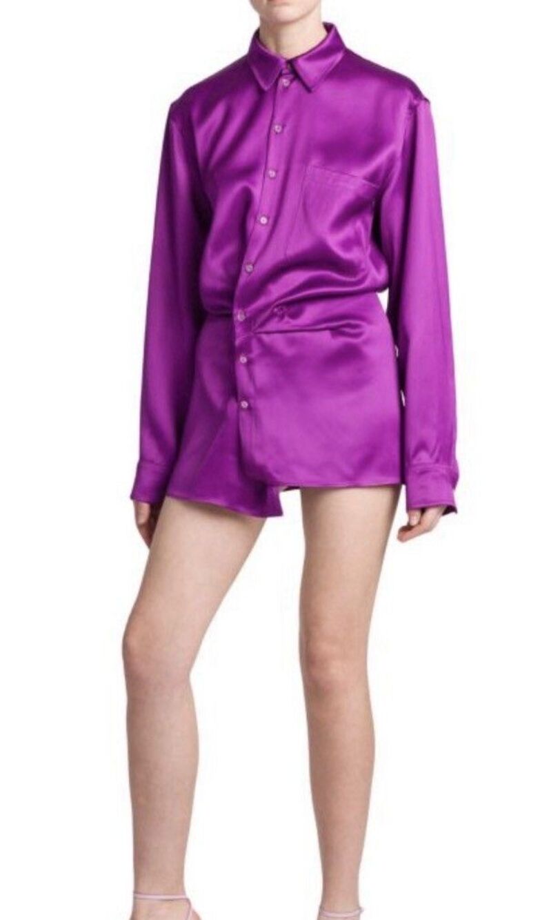 Women's Off White Duchesse Twist Shirt Dress in Fuchsia 40 Retail: $900